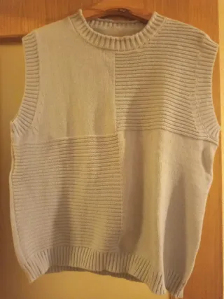 Chaleco mujer punto gris claro