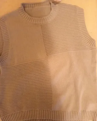 Chaleco mujer punto gris claro