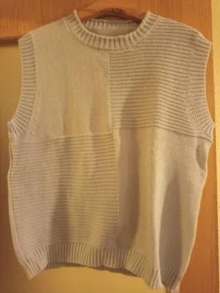 Chaleco mujer punto gris claro