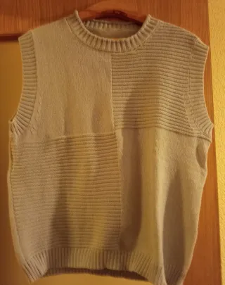 Chaleco mujer punto gris claro