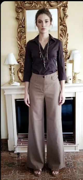 Pantalón ancho beige H&M