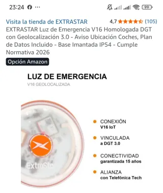Baliza Extrastar V16 Homologada DGT sin estrenar