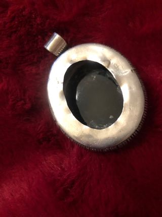 Colgante grande plata y piedra negra