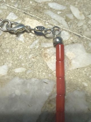 Collana corallo rosso cannettine argento