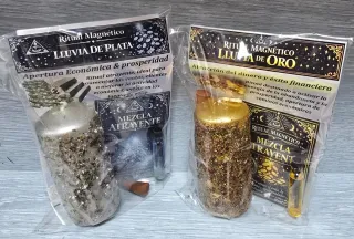 Mini velón Ritual Magnético Lluvia de Plata y Oro