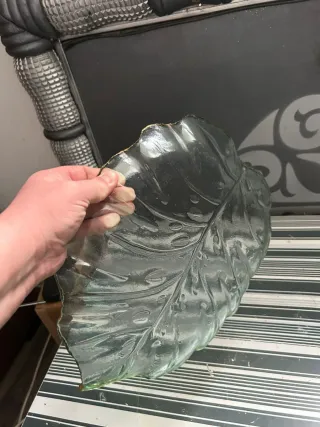 Bandeja de cristal con forma de hoja tamaño grande