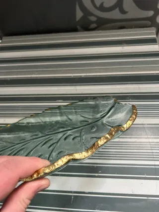 Bandeja de cristal con forma de hoja tamaño grande