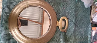 Espejo Redondo Latón Estilo Reloj Bolsillo