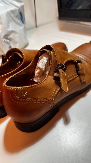 Zapatos Martinelli Doble Hebilla Marrón Talla 44