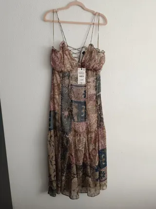 Vestido Zara Patchwork Largo Talla XL