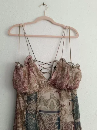 Vestido Zara Patchwork Largo Talla XL