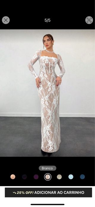 Vestido largo encaje blanco