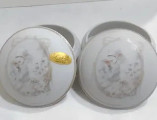 Set 2 Scatoline Limoges porcellana biscuit