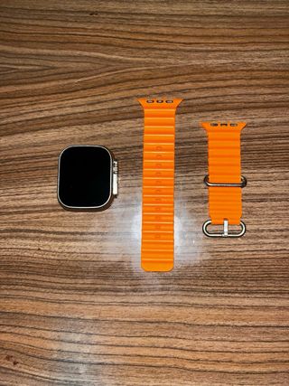 Smartwatch stile Ultra + cinturino arancione + caricatore