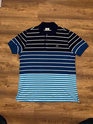 Polo Lacoste Rayas Azul y Blanco