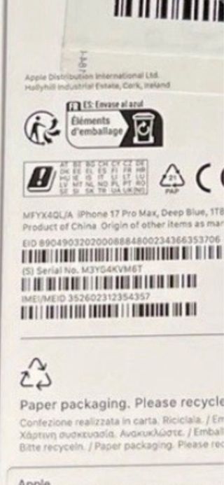 iPhone 17 Pro Max 1TB Blu