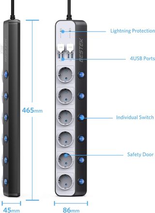 Regleta BESTEK 6 Tomas + 4 USB