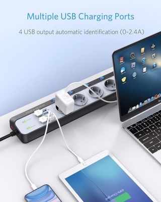 Regleta BESTEK 6 Tomas + 4 USB