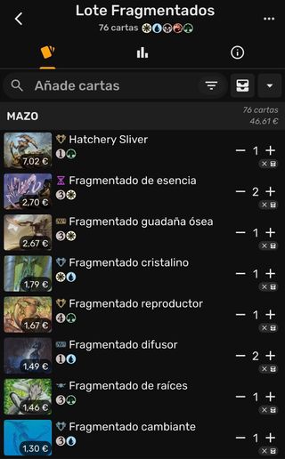 Lotto di carte Magic: The Gathering frammentate