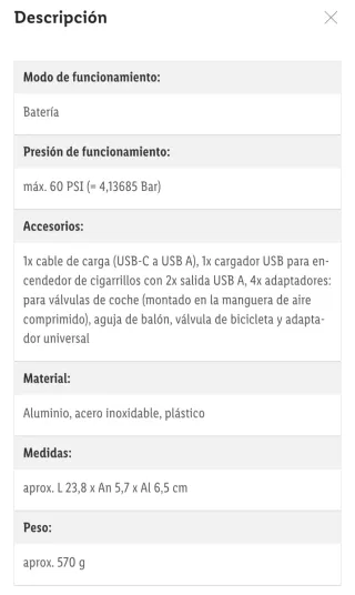 Parkside Compresor Recargable Portátil