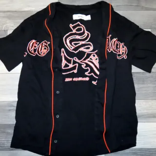 Camisa Baseball Bershka Negra Naranja