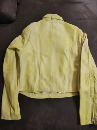 Chaqueta torera piel verde pistacho T.44 mujer