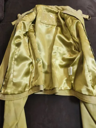 Chaqueta torera piel verde pistacho T.44 mujer