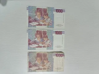 Billetes antiguos Italia 1000, 10000, 50000 Lira