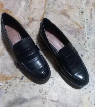 Zapatos Zara Mujer Talla 38 Negro Piel