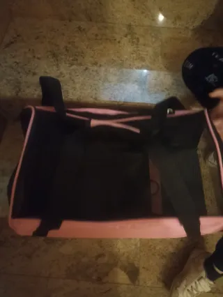 Transportín para mascotas rosa y negro
