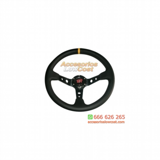 VOLANTE DEPORTIVO WRC3 EN PIEL LISA NEGRO CON BRA