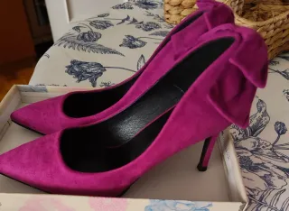 Zapatos tacón Colour Cherie buganvilla lazo