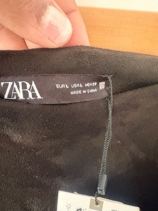 Falda Zara antelina flecos marrón