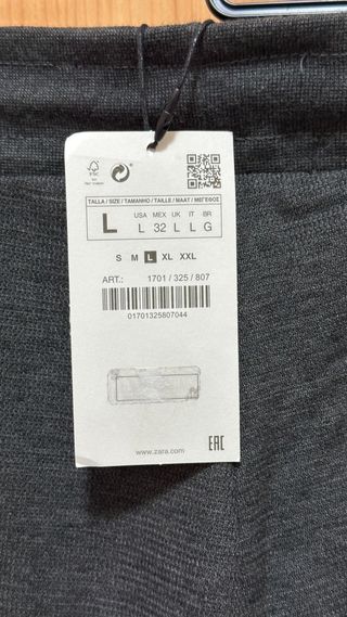 Pantalón Zara Gris Talla L