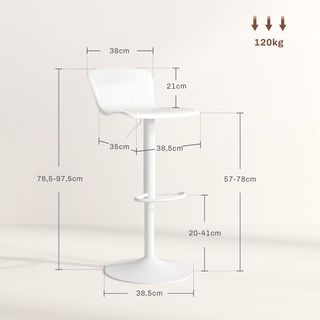 Set di 2 Sgabelli da Bar con Schienale Ergonomico, Poggiapiedi, Sgabelli da Cucina Alti Regolabili in Polipropilene con Sedile Girevole e Base Antiscivolo per Cucina, Isola da Cucina,...