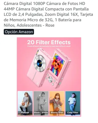Cámara Digital Rosa + Accesorios