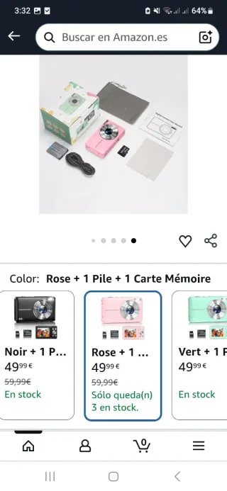 Cámara Digital Rosa + Accesorios