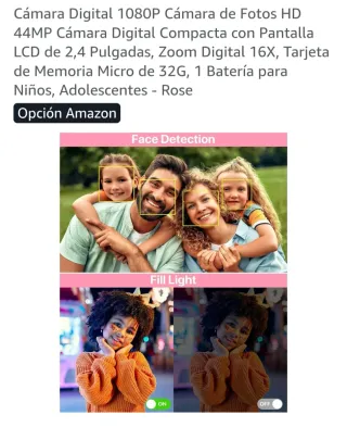 Cámara Digital Rosa + Accesorios