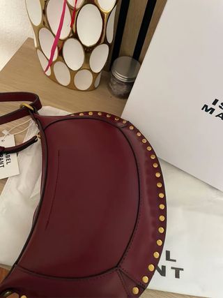Bolso Isabel Marant Piel Borgoña Tachuelas Doradas
