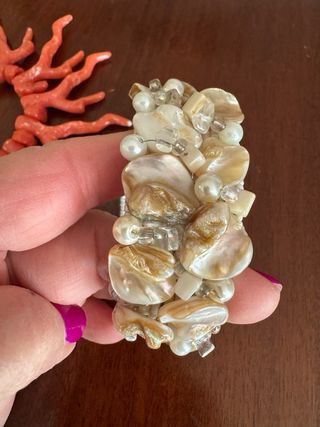 Set 2 bracciali estivi corallo e conchiglie