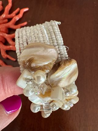 Set 2 bracciali estivi corallo e conchiglie