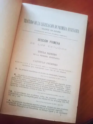 Libro antiguo 1906: Legislación Primera Enseñanza