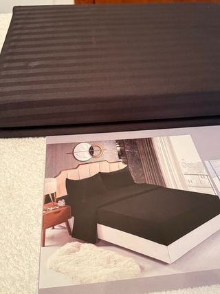 Juego de sábanas 4piezas negro,algodón damasco