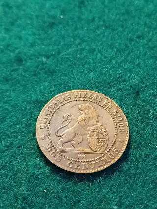 5 y 2 Centimos Monedas 1870