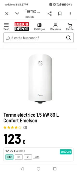 Termo eléctrico Emelson 80L