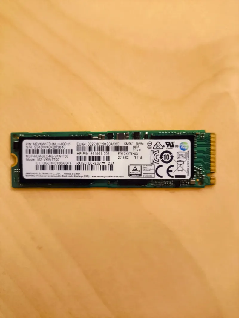 1TB SSD Samsung SM961 NVMe Unidad de estado sólido