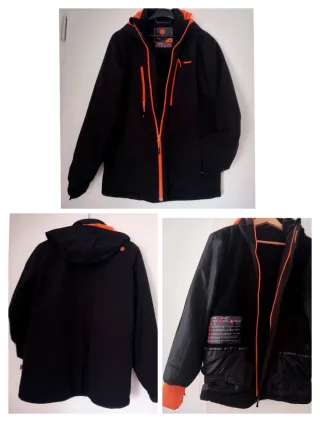 12€Abrigo BORIKEN  16 Años Negro detalles Naranja