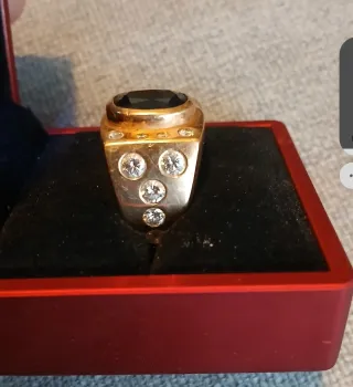 Anillo Oro 22k con Diamante Negro