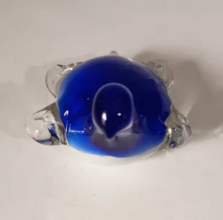 Fermacarte tartaruga Blu Cobalto- vetro di Murano