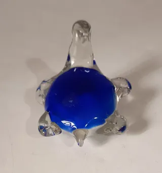 Fermacarte tartaruga Blu Cobalto- vetro di Murano